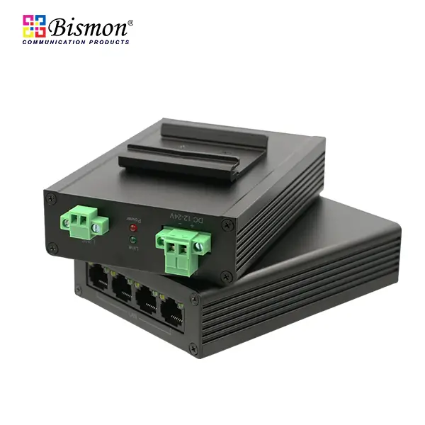 4-Ch Din-rail Ethernet Extender IP over 2-wire up to 600m (100Mbps)